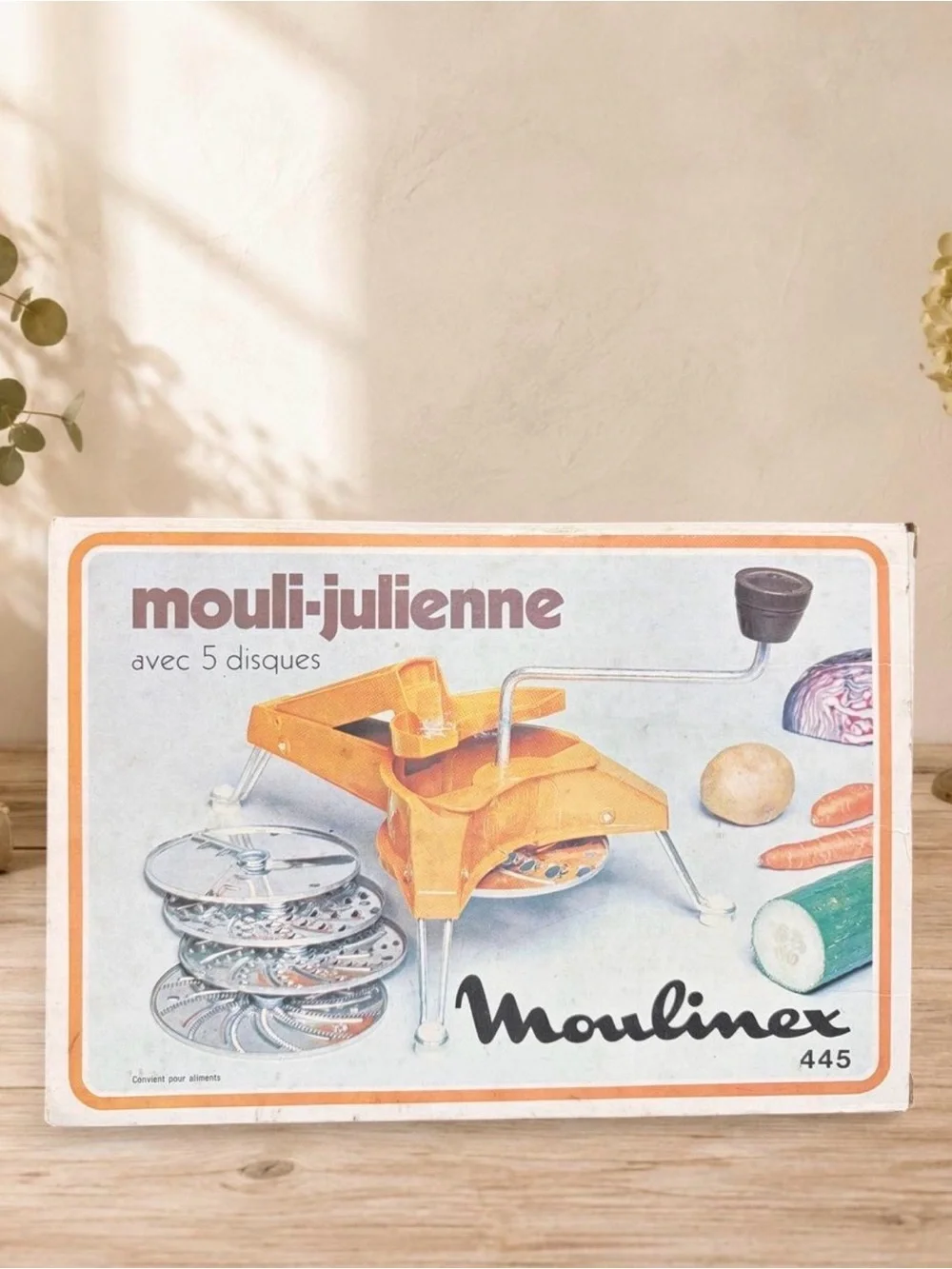 Unique Vintage Moulinex Mouli-Julienne Manual Food Slicer - Orange